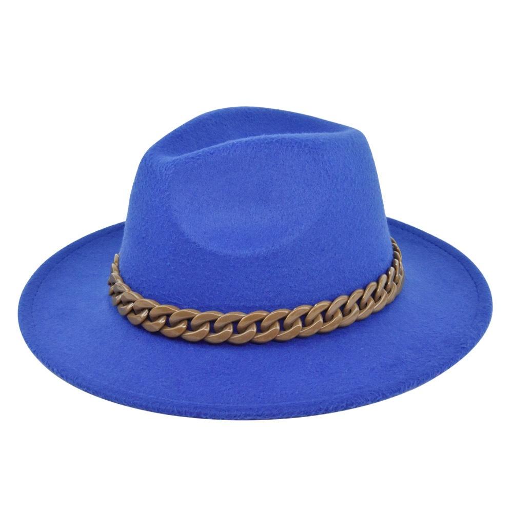 British retro jazz hat easiest for match chain hat women's large brim woolen hat felt hat imitation sheep hat flat brim hat no