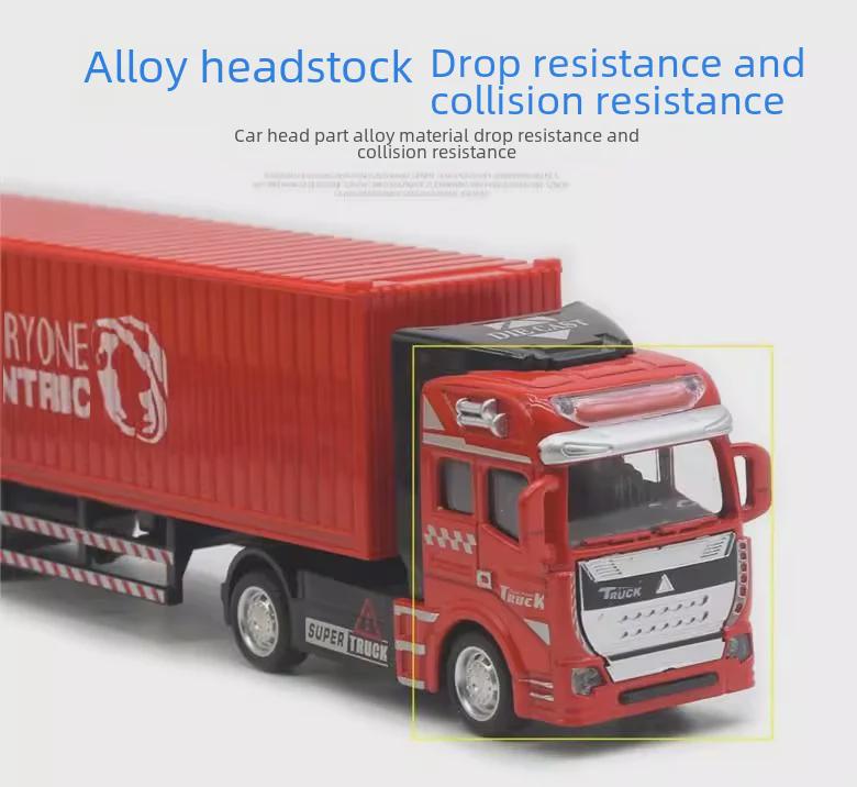 Grenzüberschreitendes Legierungs-Großes Baustellenfahrzeug Transport-LKW Sattelzugmaschine Modell Spielzeug für Jungen mit englischer Verpackung
