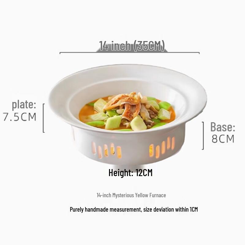 Chinese Style Ceramic Deep Plate with Candle Warmer