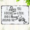 Vintage Metal Wall Sign - 'I Love You a Bushel and a Peck' Romantic Decorative Plaque for Home, Bedroom, or Seasonal Holiday