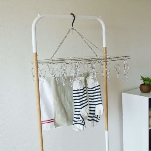 Oki Seisakusho Laundry Hanger, 28 Pinch, Foldable, Tangle-Resistant, Stainless Steel, DL 00381-4