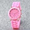 2PCs/Set Women Watch Twin Silicone Strap White Pink Watch Set