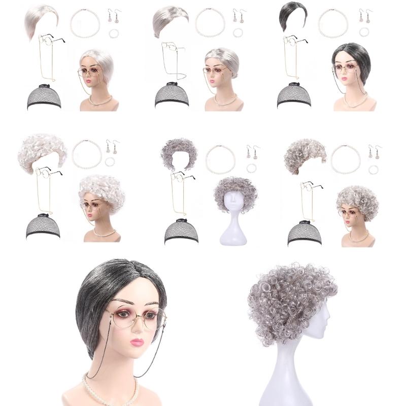 Oma Kostüm Set Alte Dame Kostüm Outfit Mädchen 100 Tage Schule Kostüm Set