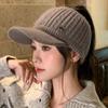 New Autumn and Winter Sky Top Knitted Hat Female Rabbit Fur Sports Hat Cycling Windproof Warm Wool Hat Windproof Thick Warm Hat for Skiing, Running