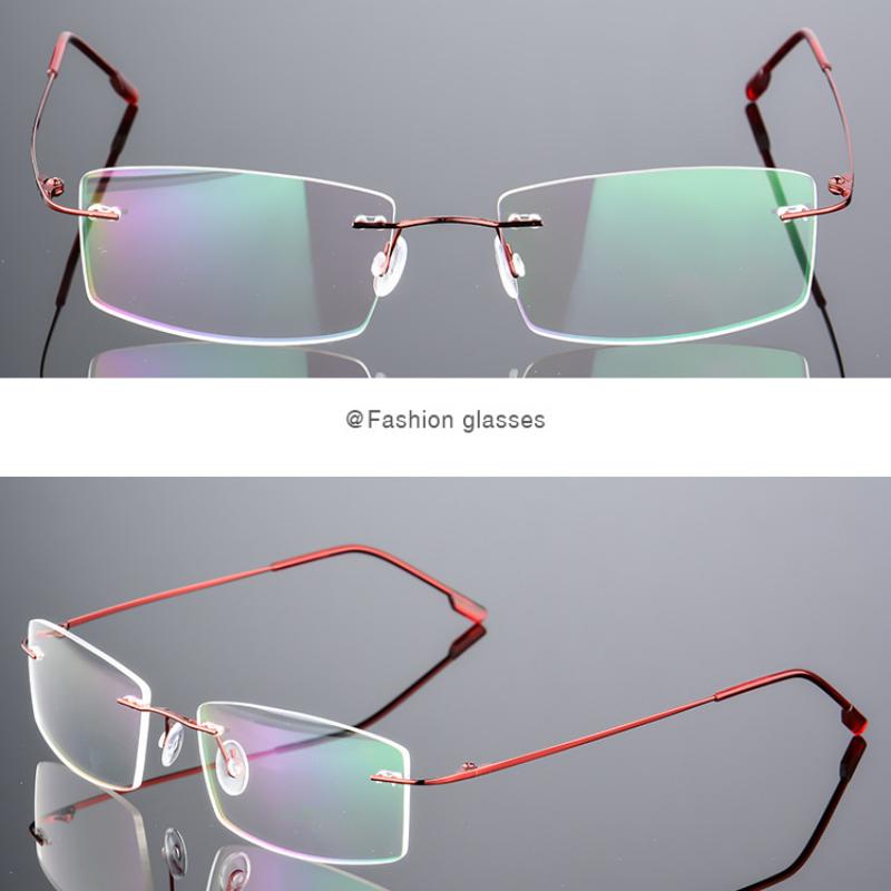 Ultralight Frameless Eyeglasses Titanium Alloy TR90 Glasses Frame Men High Quality Super Stretch Metal Temple Eyeglasses Frame