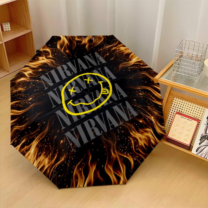 Nirvana Print 8?Ribs Automatic Umbrella Wind Resistant Lightweight Folding Umbrella For Outdoor Travel