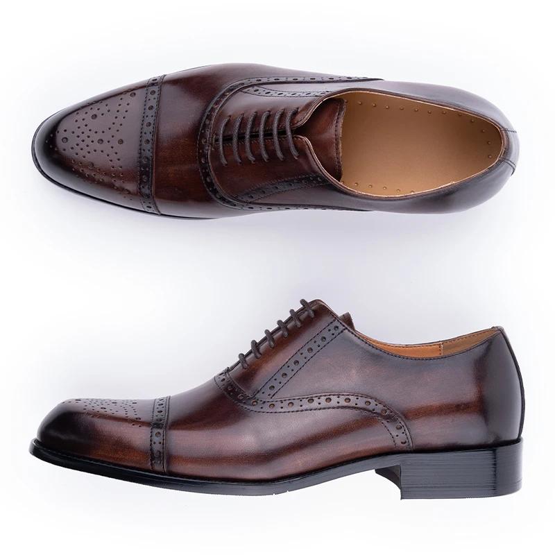 Fashion Classic Brogue Shoe Men's Business Suits Matches New Style Genuine Cowhide Handmade Formal Office Wedding Party Mans Dress Shoes