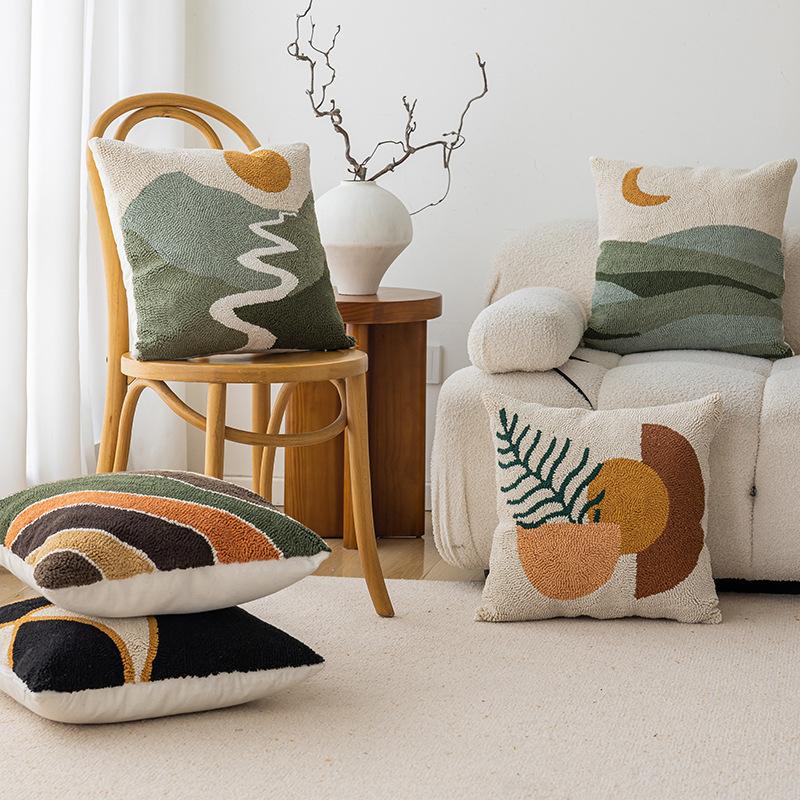 Geometric Pattern Velvet Sofa Cushion Cover Living Room Bedroom Pillow Covers Comfortable and Simple Washable Pillowcase 45x45cm 1pcs Home Decoration