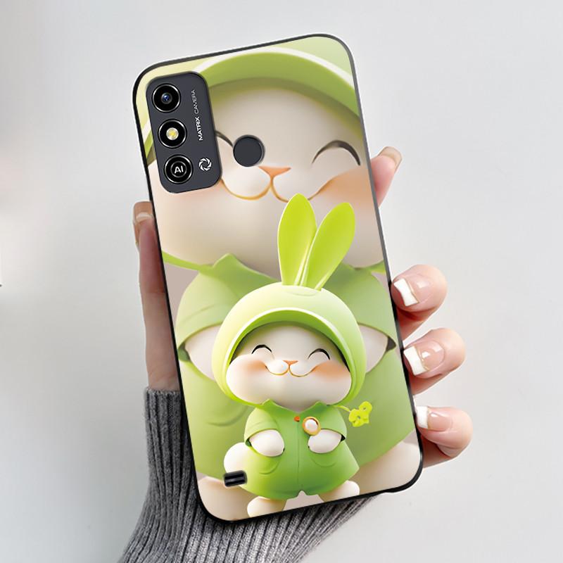 Phone Case For ZTE Blade A53/A53 Plus/Optus X Delight 2 Jelly Soft Black Cover Cute Printed Pattern Rabbit Lamp Penguin Casing
