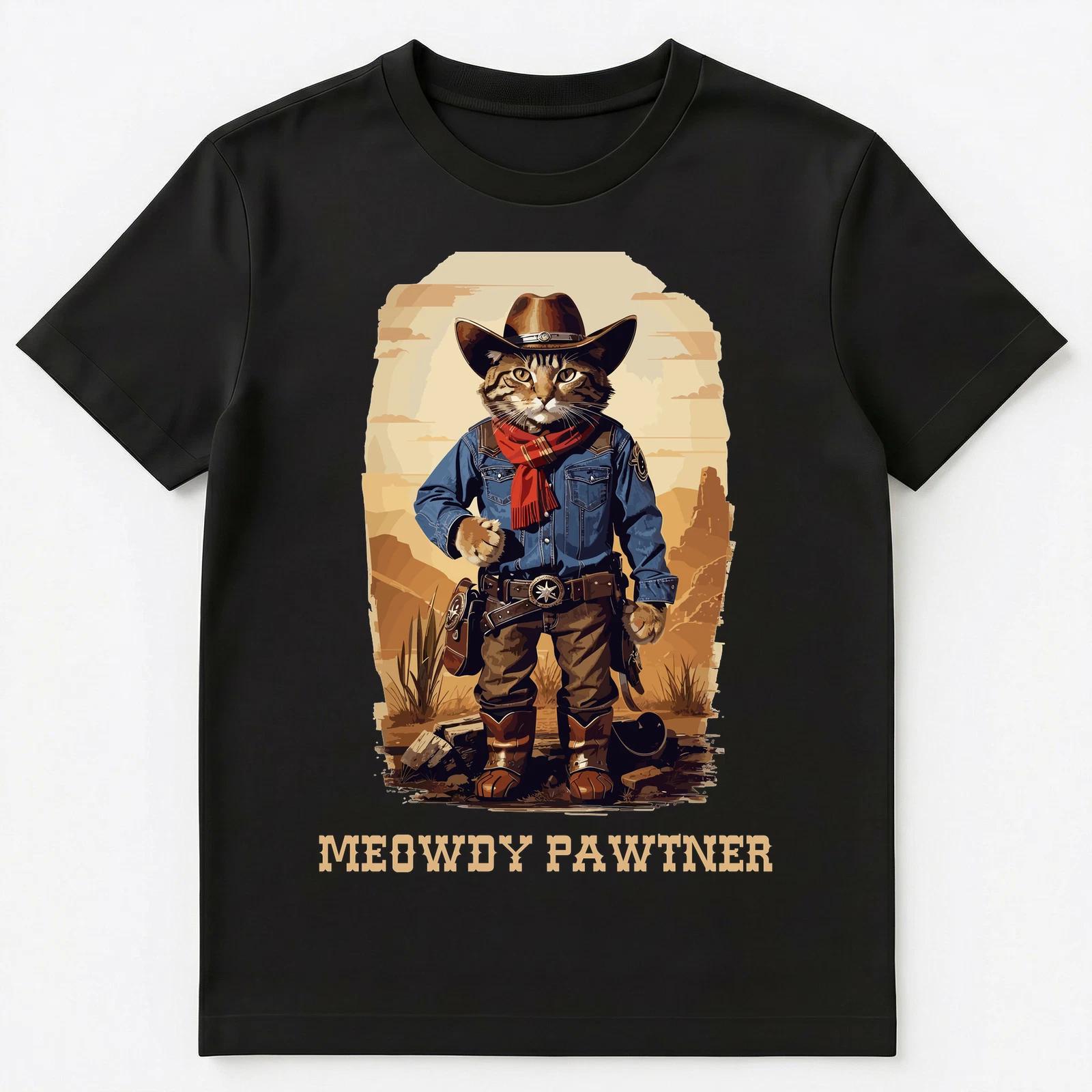 Funny Cowboy Cowgirl Cat By The Canyon Joke Unisex T-Shirt XL