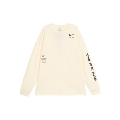 Letter Logo Life Motto Round Neck Casual Loose Long Sleeve Drop Shoulder T-Shirt Men T-Shirt Sail-White HF6173-133