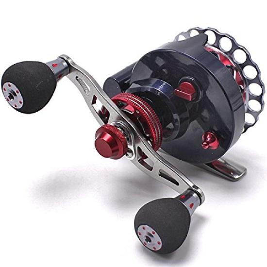 Wellvie classy Skein fishing Raft reel Loofah fishing Octopus Squid 2.6:1 10BB Drop-in single shaft reel for raft Taiko reel with level winder (red)