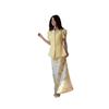  European and  women's new French V-neck short-sleeved waist cardigan floral wide pendulum long skirt set