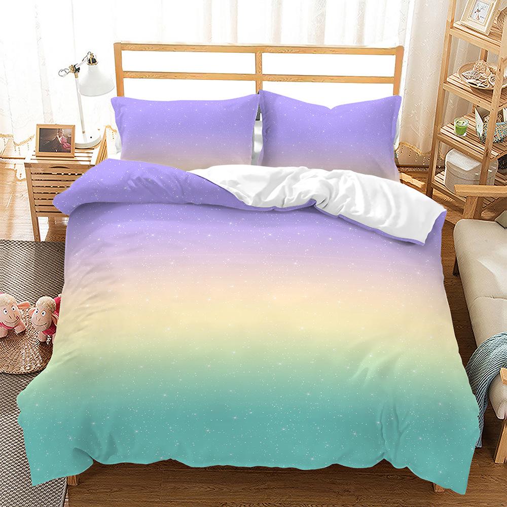 Clouds Gradually Change Star Planet 3D Digital Printing Bed Three-Piece Quilt Kit 135 * 200 (two-piece set) 90g