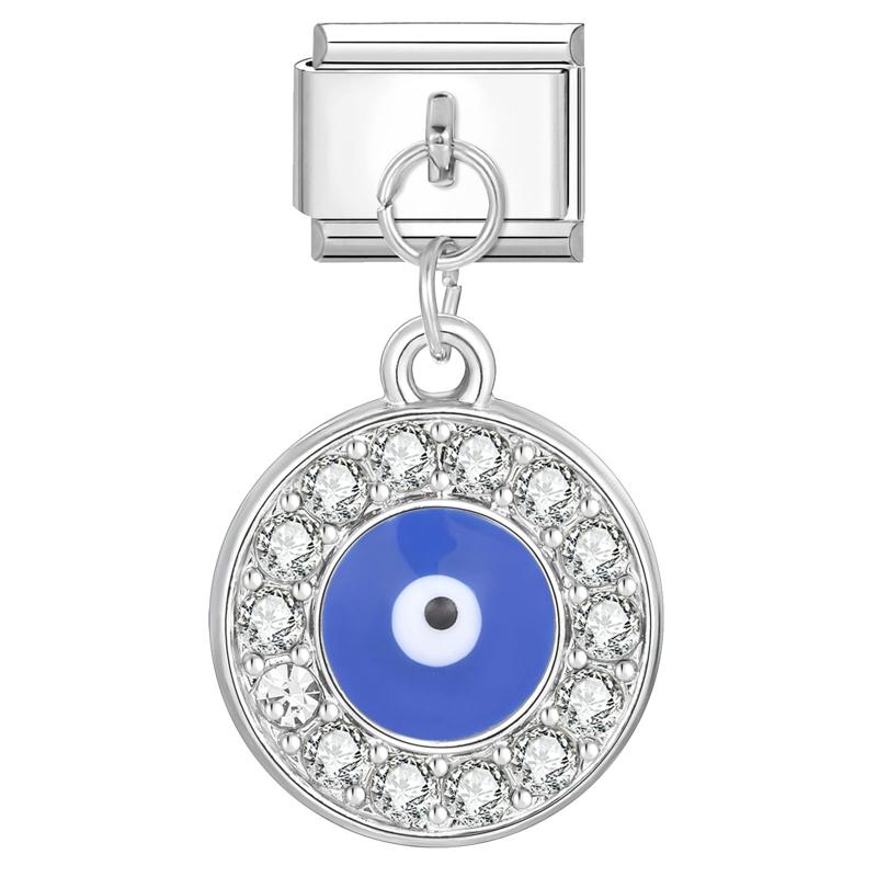 Zale Charm Italian Albastru Carouri Fluture Ochi de Diavol Flori Pisică Inimă Se Potrivesc Brățară Oțel Inoxidabil 9mm Femei DIY Făcut Cadouri