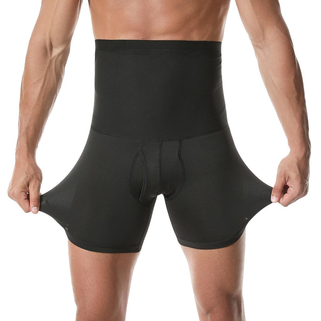 Sauna Shorts for Men Sweat Pants High Waisted Compression Underwear Tummy Control Shapewear Workout Training Capris Body Shaper Boxer Briefs