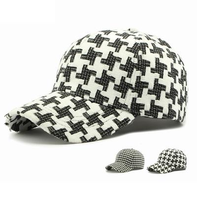 Women's Autumn Winter Plush Baseball Cap Houndstooth Sunscreen Cap