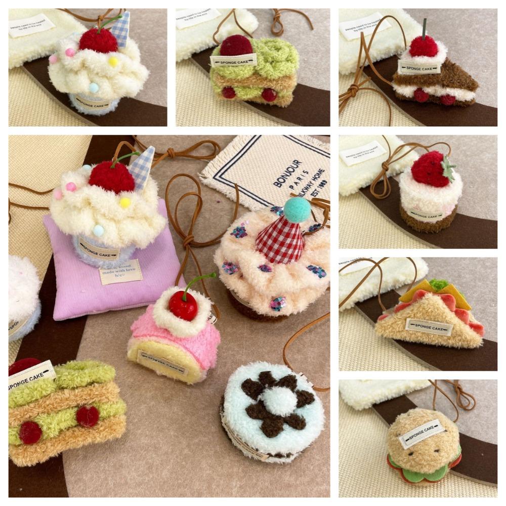 Cherry Pudding Sandwich Hairpin Puff Strawberry Cake Plush Pendant  Hair Styling Accessory