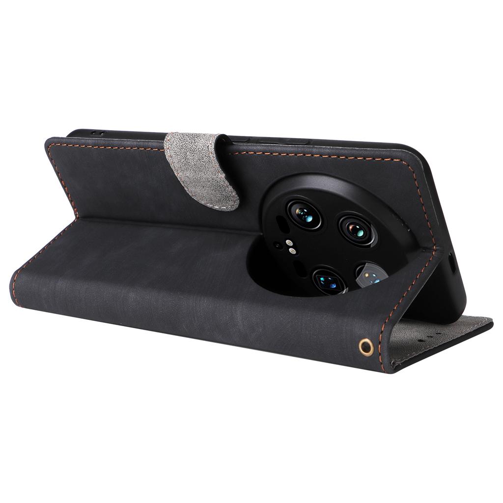 For Xiaomi 14 Ultra Phone Case with Hand Strap PU Leather RFID Blocking Wallet Cover