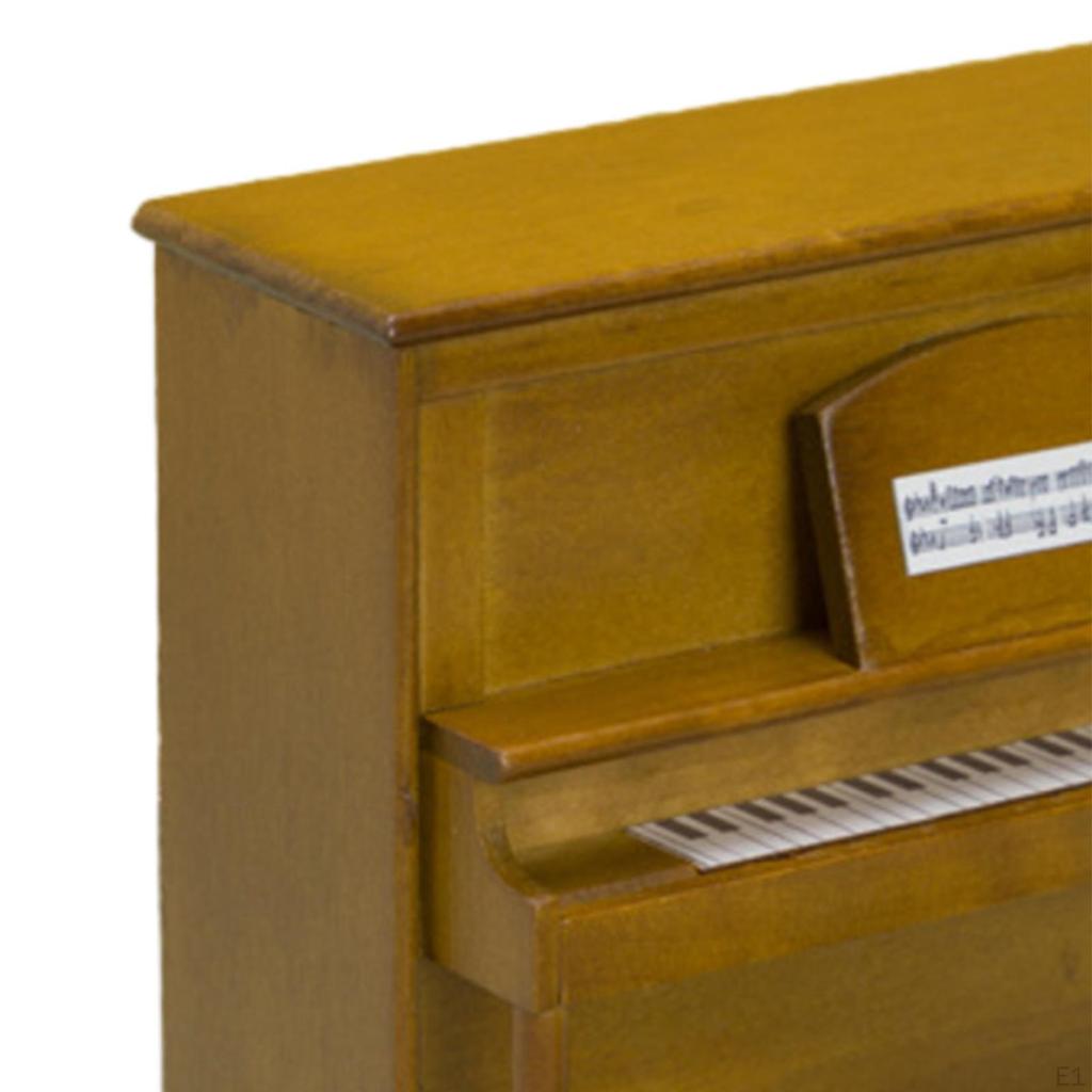 Miniature Upright Piano Set with Stool for Dollhouse Decor