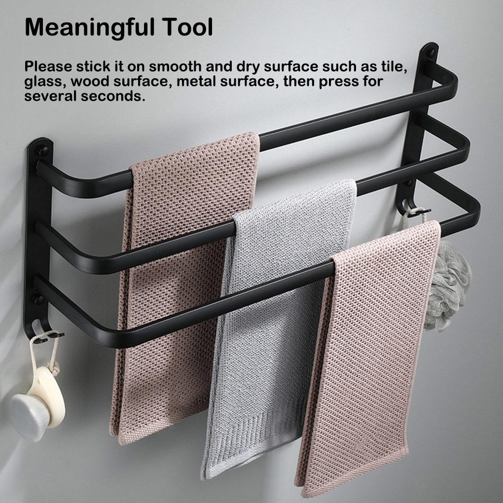 Towel Hanger With Hook Wall 3-Layers Bar Punch-Free Storage Rack Bathroom Toilet Shower Room Holder Accessories
