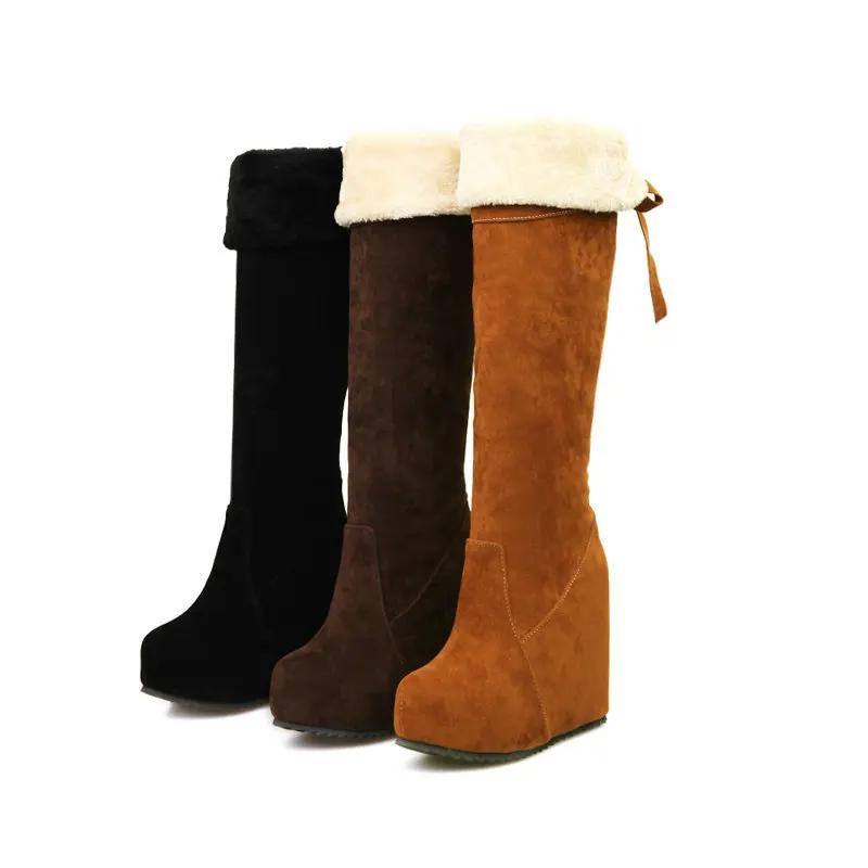 Šněrovací boty s kulatou špičkou Sexy stehna Vysoké podpatky Vysoké sexy ženy Boty Podzim Zimní Obuv Dřeváky Platforma Jehlové podpatky nad kolena