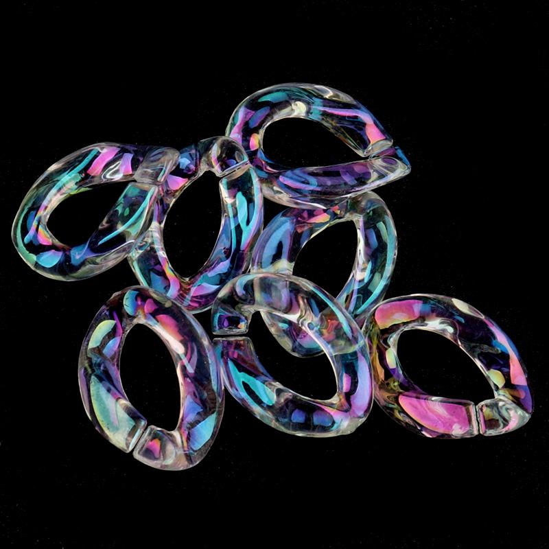 20pcs Ins Retro Rainbow Buckle Acrylic Long Chain Beads For Men Women Curb Cuban Link  Jewelry Making DIY Bracelet Necklace