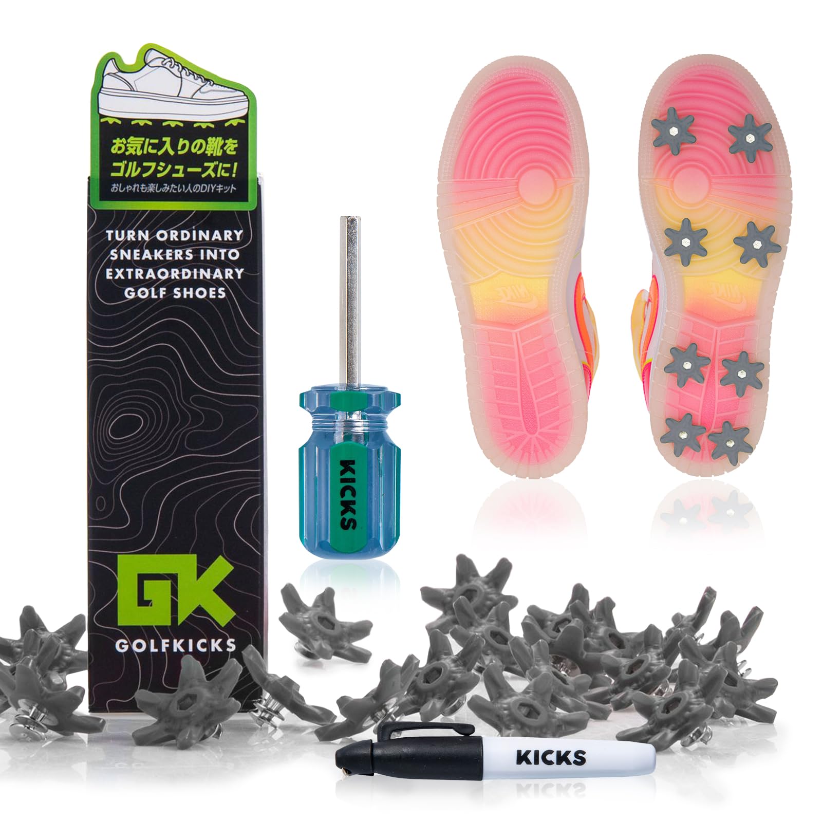 

[Японское агентство] Кроссовки GOLFKICKS как обувь для гольфа Туфли для гольфа шипы серые