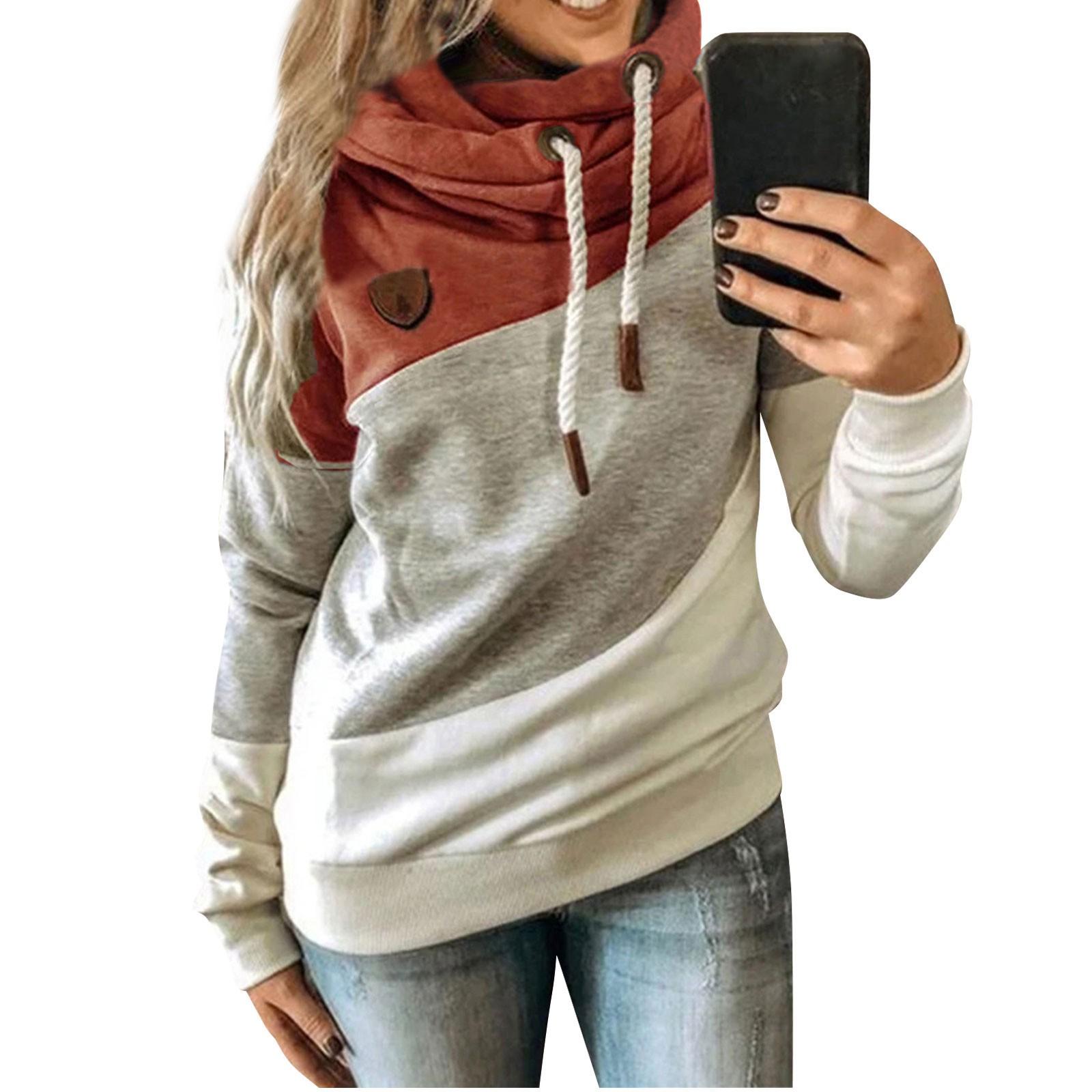 

Женская повседневная модная толстовка с капюшоном и принтом в стиле колор-блок S