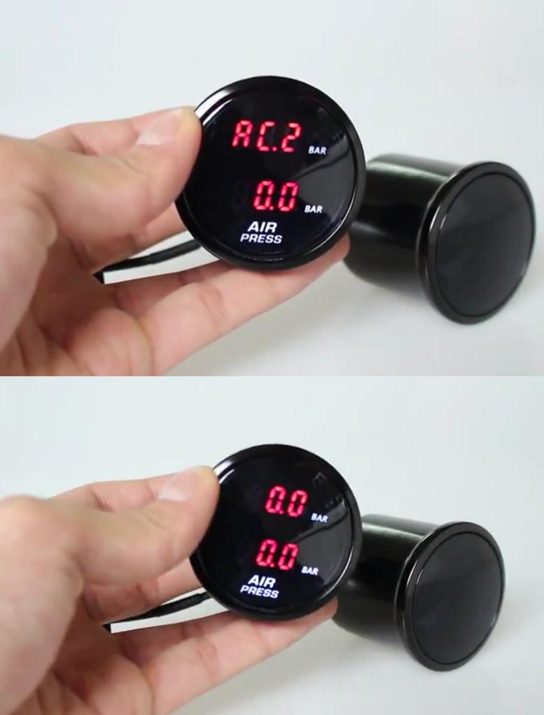 52Mm Dual Air Pressure Gauge Blue Led Suspension Air Ride Gauge+ 1/8Npt Sensors