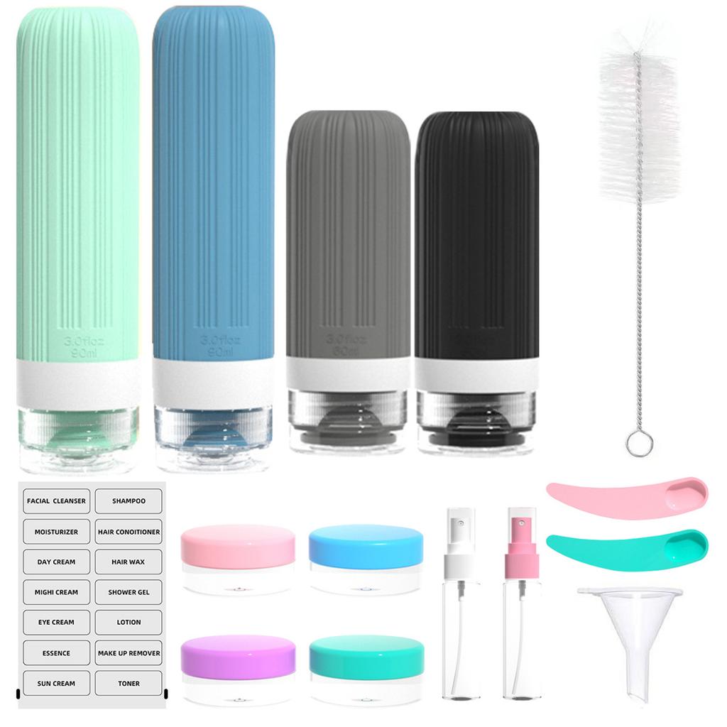 16 Pack Travel Bottles For Toiletries, Large 6oz Silicone Travel Containers Jar For Toiletries, Leak Proof Refillable Liquid Shampoo