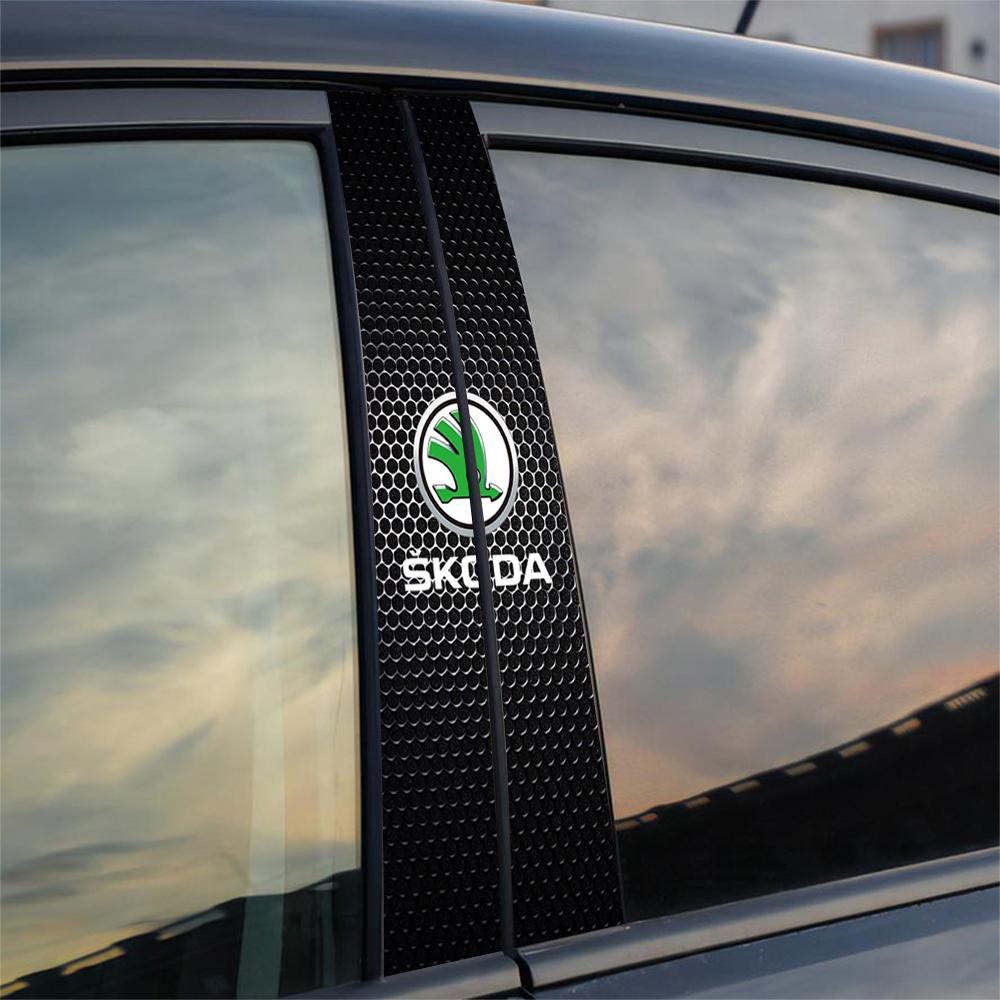 BASV7 Car Middle Column Stickers Protection Decorative Paster Car Supplies For Skoda Octavia MK2 MK3 A7 Fabia Karoq Kodiaq VII Rapid