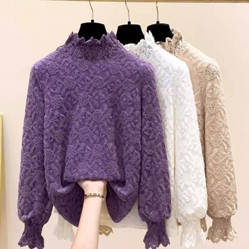 Sweatshirt for Women Cotton Oversize Fleece Loose Casual Long Sleeve Round Neck Half-high Collar Top Sweatshirt