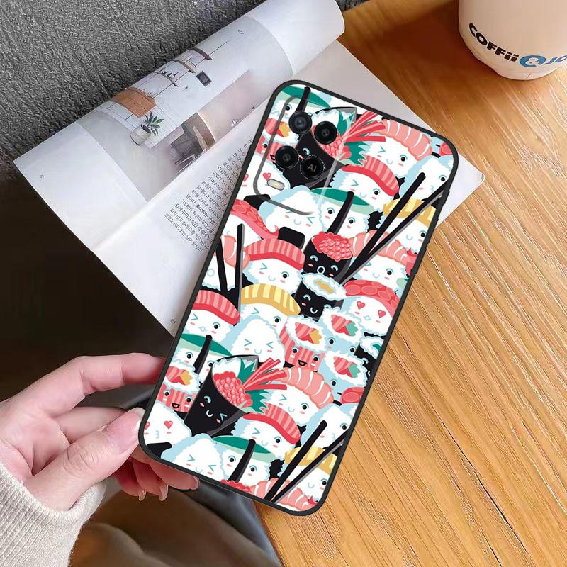 Kawaii Sushi Crowd Case For OPPO A96 A76 A16 A5 A9 A15 A54 A74 A94 A78 A98 A17 A77 A52 A72 A93 A57S A54S A53S