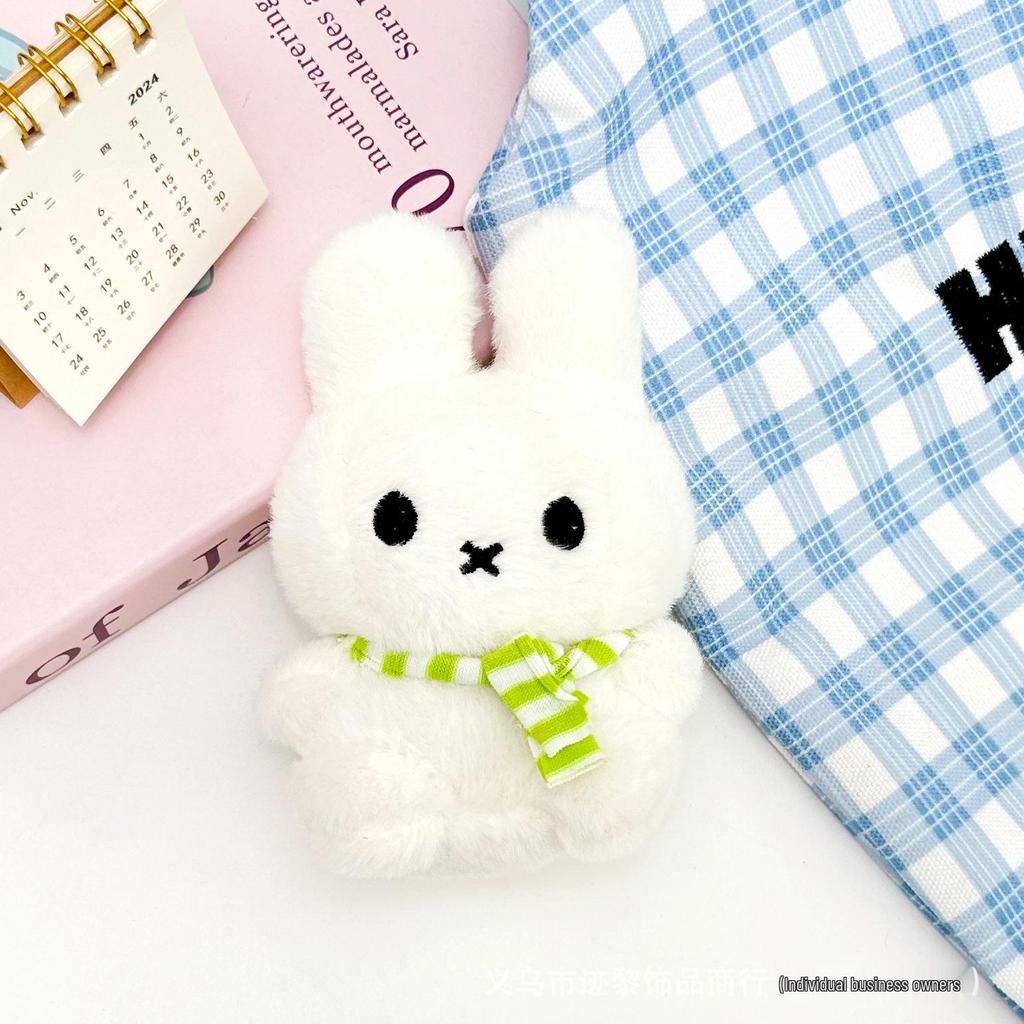 Miffy Black & White Striped Scarf Plush Keychain Doll