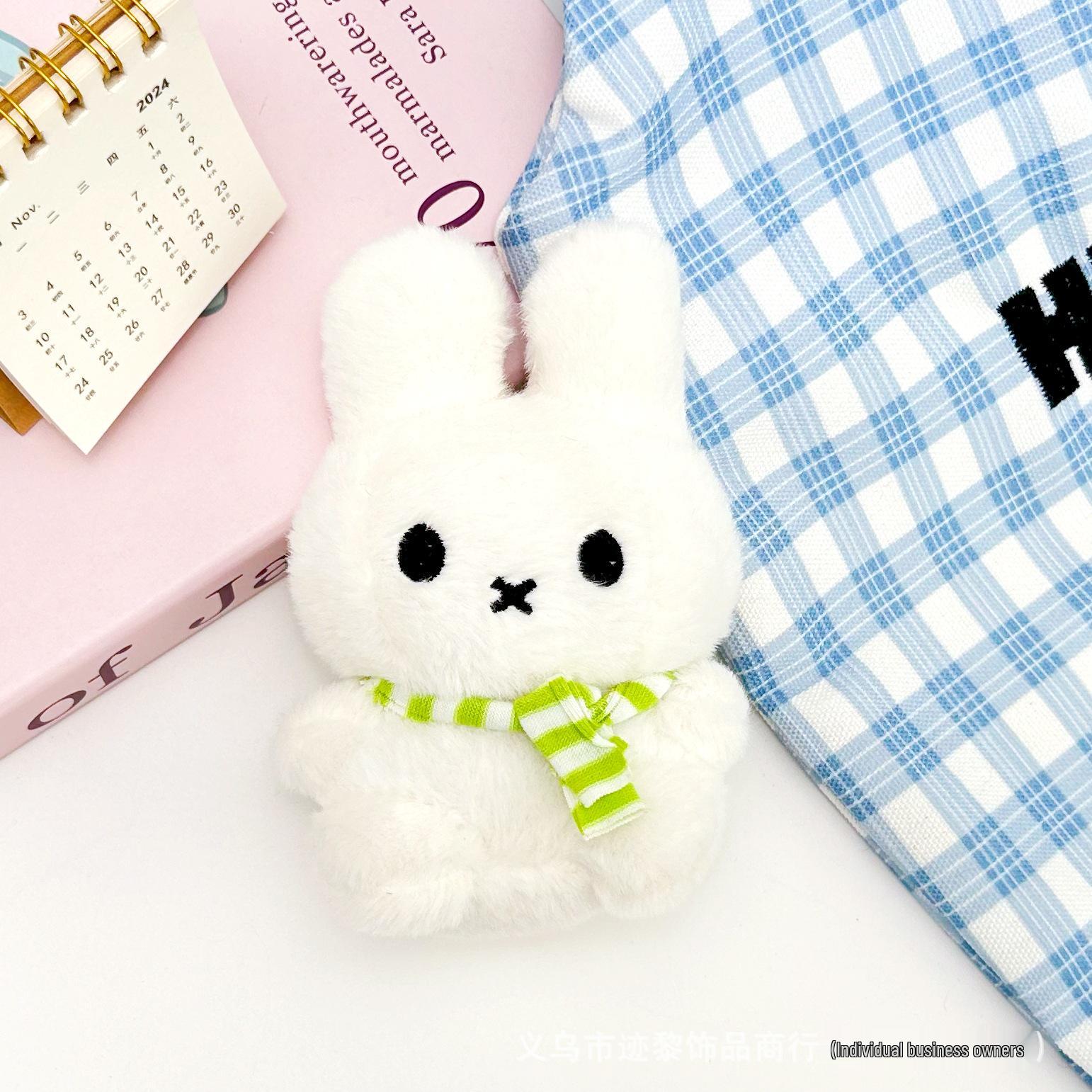Miffy Black & White Striped Scarf Plush Keychain Doll
