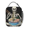 Cartoon Skeleton Eating Ramen Food Halloween Insulated Lunch Bag for Women Children Leakproof Food Boxes Thermal Lunch Box Tote