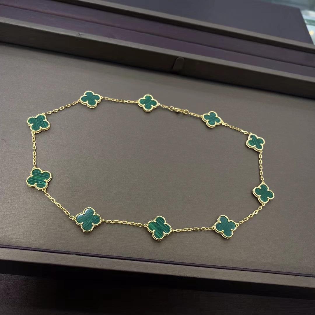 Высокая версия ожерелья «Десять цветов» Счастливый четырехлистный клевер Ожерелье «10 цветов» Цепочка на ключицу Агатовое женское ожерелье