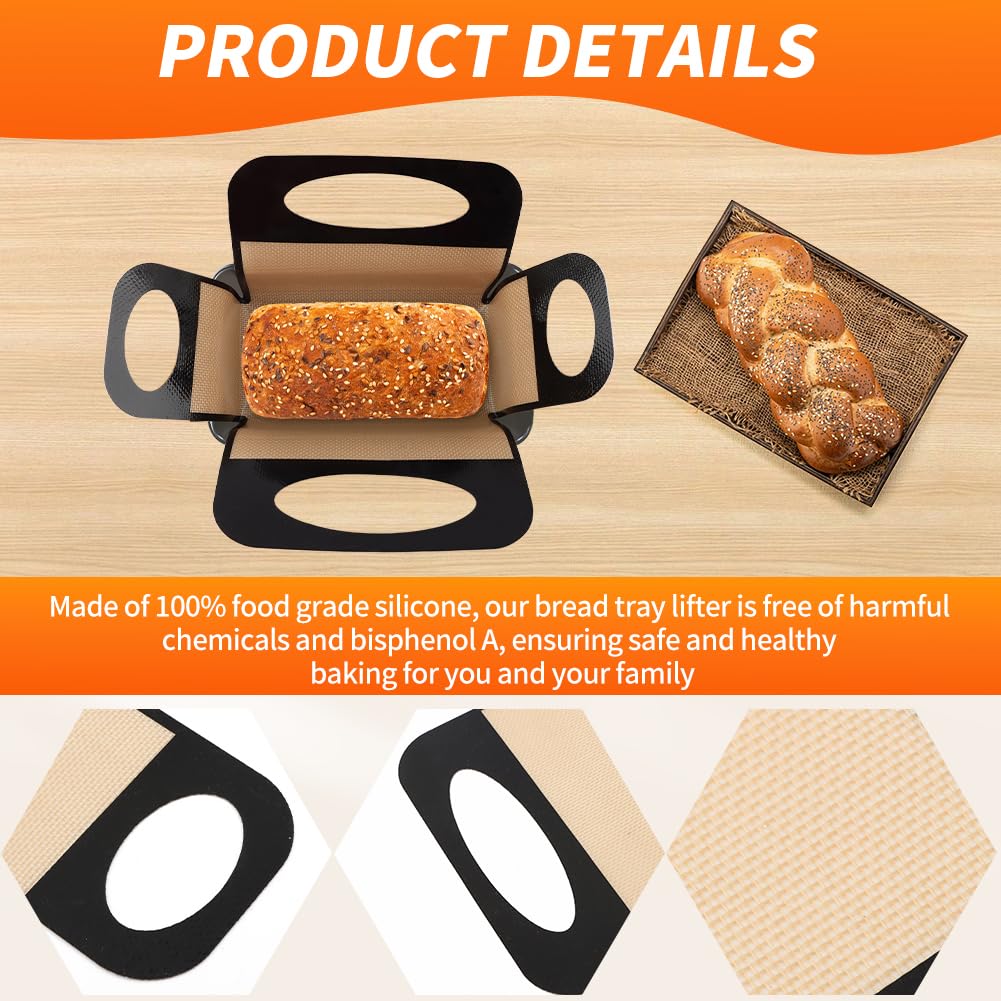 39 x 49cm Food Grade Loaf Pan Liner Reusable Bread Sling Lifter Non Stick Mat with 4 Handles (BPA Free, FDA Certified)