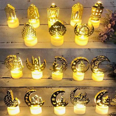Ramadan Dekoration Eid Mubarak Eisen Kerze LED Licht Ornament Islam Muslim Haus Party Dekoration Geschenk Batterien Nicht Enthalten