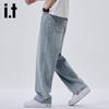 Izzue Men's Lyocell Tencel Loose Straight Jeans