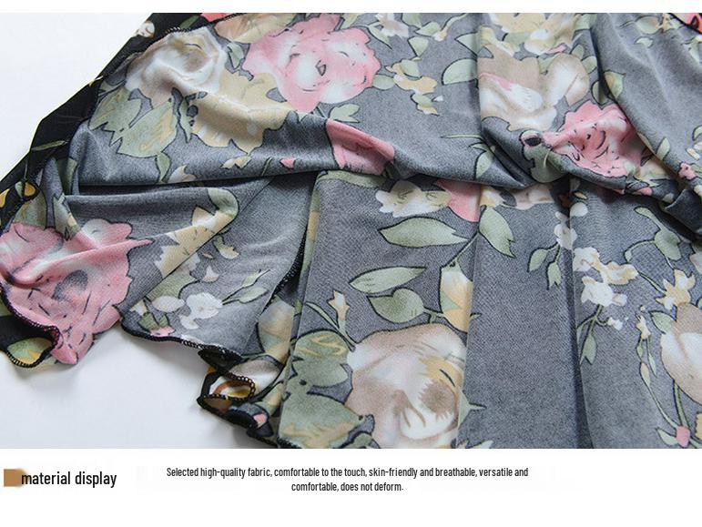 Floral Ice Silk Summer Midi Skirt with Elastic Waist for Middle-Aged & Elderly Women
