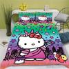 Set de Lenjerie de Pat Anime Hello Kitty Husa de Plapumă 100% Poliester Potrivit Pentru Copii Și Adulți Set de 3 Piese 1 Husa de Plapumă