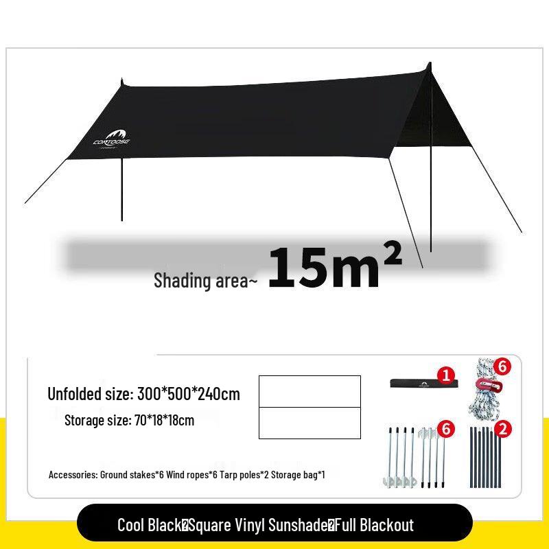 OEING Outdoor Blackout Square Camping Tarp