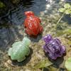 Micro Landscape Turtle Ornament Hand-Carved Natural Stone Figurines Symbolizing Longevity Good Luck Statue for Fish Tank