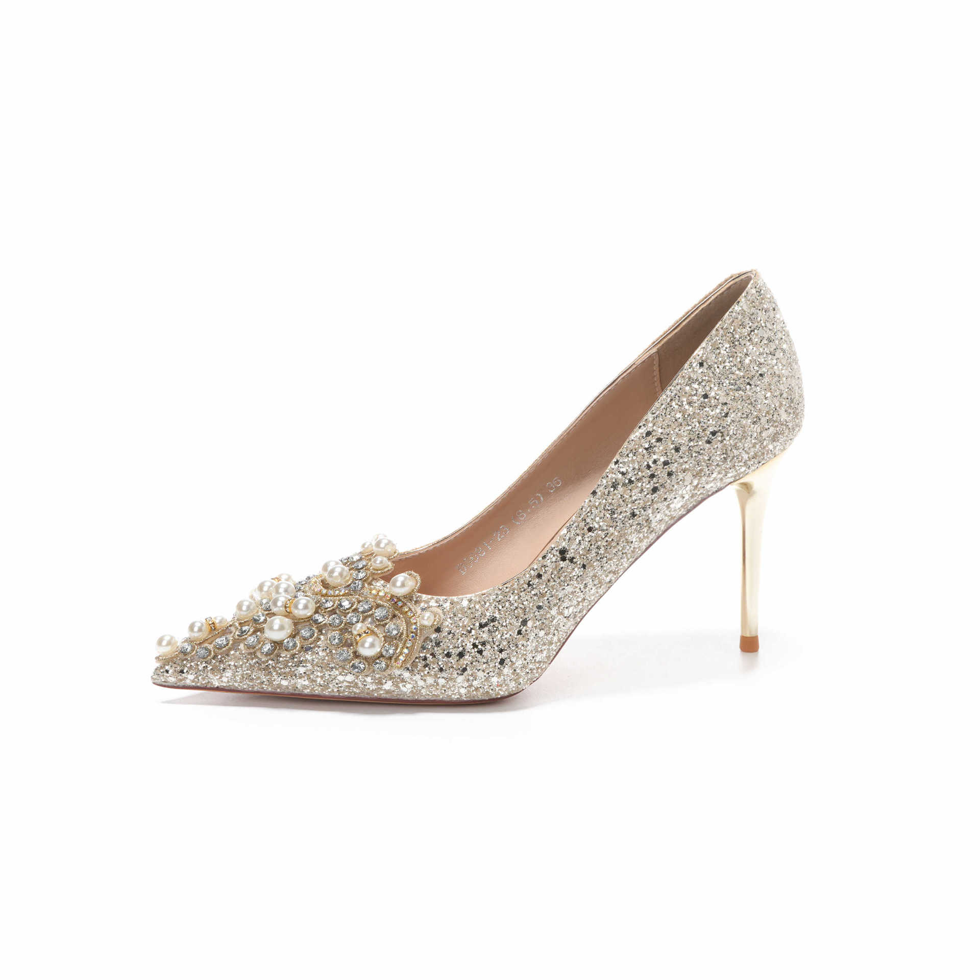 6681-23-102 flitteres pērļu aplikācija stiletto papēži