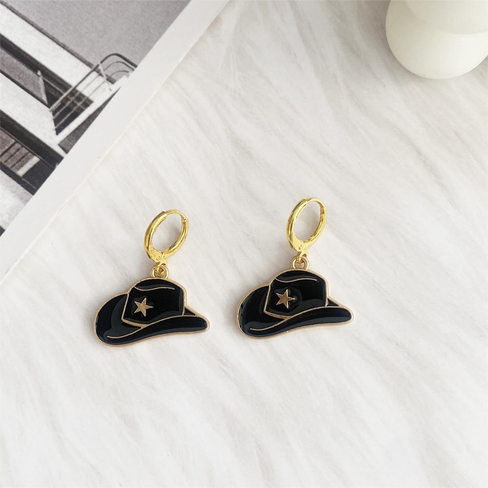 Pinkdudu Vintage Cowboy Hat Zinc Alloy Drop Earring Cute Glass Dripping Boots Hoop Earring Simple Trendy Earring PD2228