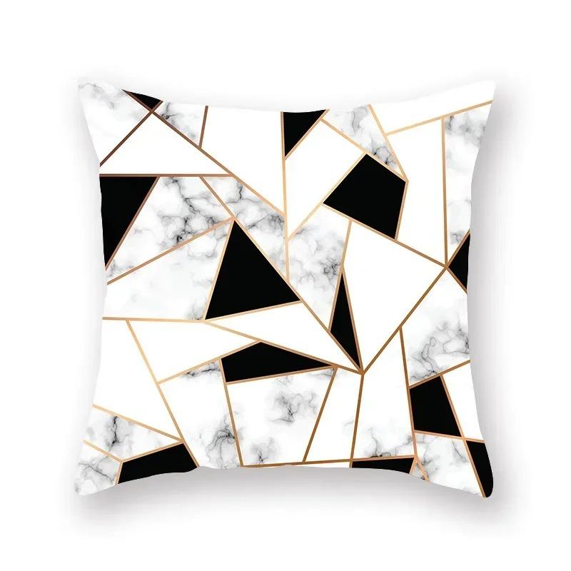 Marble Sofa Decoration Gold Black Geometric Cushion Cover Sofa Stripe Bedroom Living Room Throw Pillow Cover