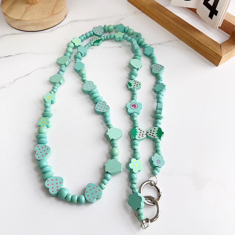 

Универсальный деревянный бисерный кулон-цепочка для телефона через плечо с цветами сливы и сердечком любви, длинный, против потери, украшение для чехла телефона