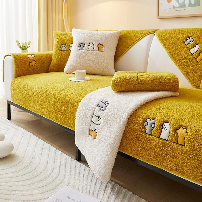 New Internet Celebrity Sofa Cushion Winter Plush Thickened Seat Cushion Non-Slip Light Luxury Leather Sofa Cover Cloth Towel